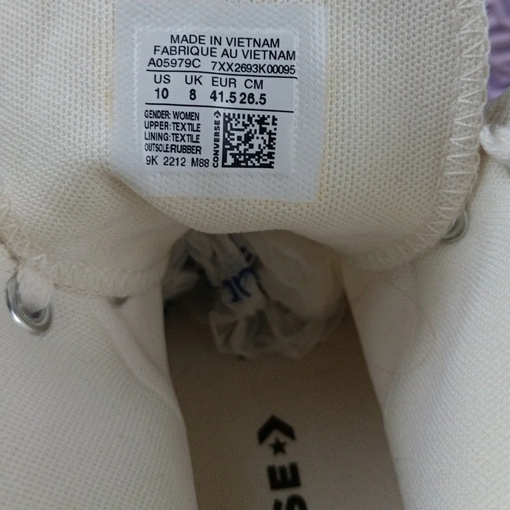 Converse All Star Lift Platform Women 10‎ White Butterfly Embroidered Y2K Hi-Top